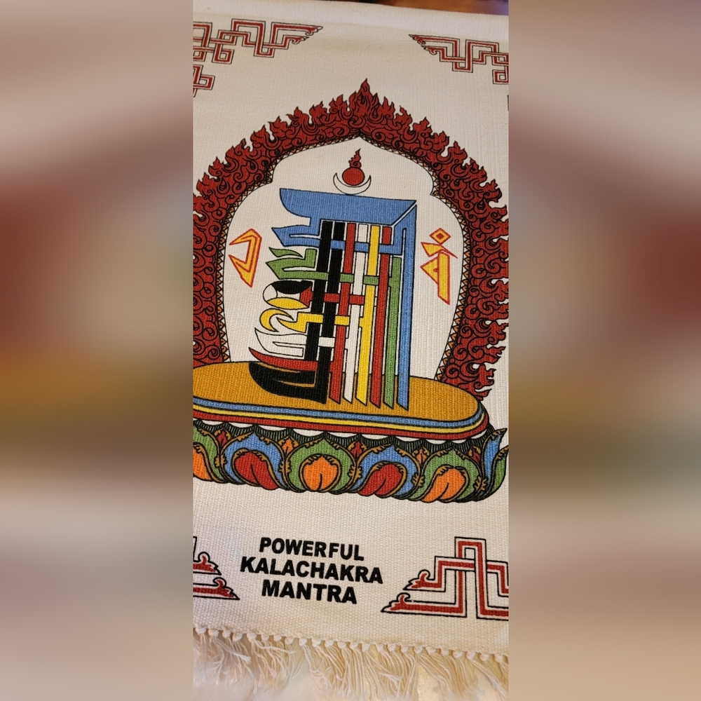 Tibetan Multicolor Wall Hanging with Mantra Design - Picture 2 of 5